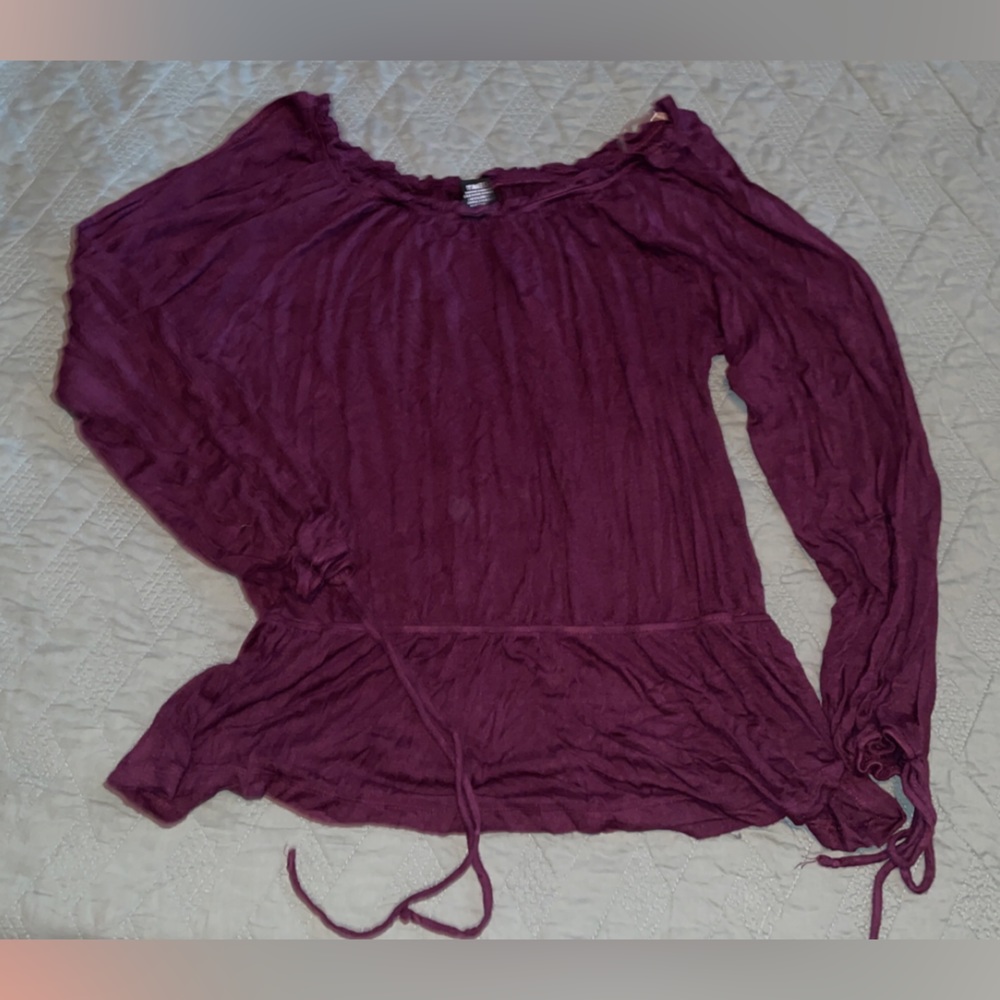 Purple slit long sleeve blouse